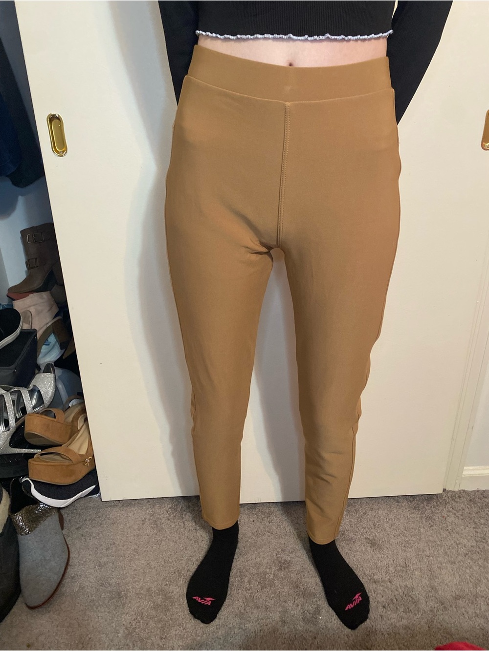 New Mix Slim High-Waist Ankle Pants in Camel size S/M stretchy comfy